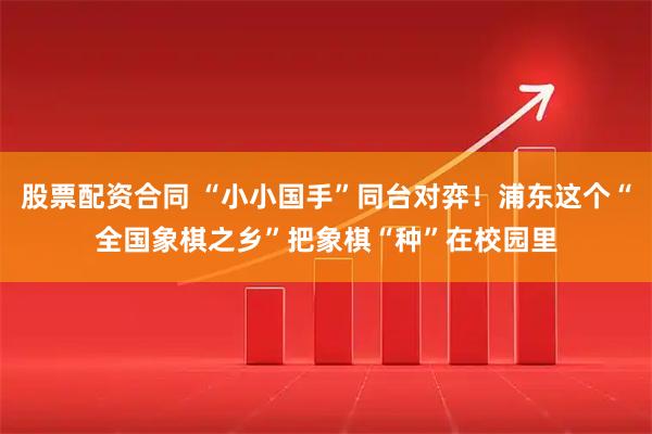 股票配资合同 “小小国手”同台对弈！浦东这个“全国象棋之乡”把象棋“种”在校园里